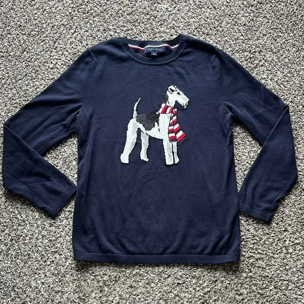 Tommy Hilfiger Navy Blue Dog Lightweight T-Shirt Wmn M Preppy Classic Stylish - Picture 1 of 7
